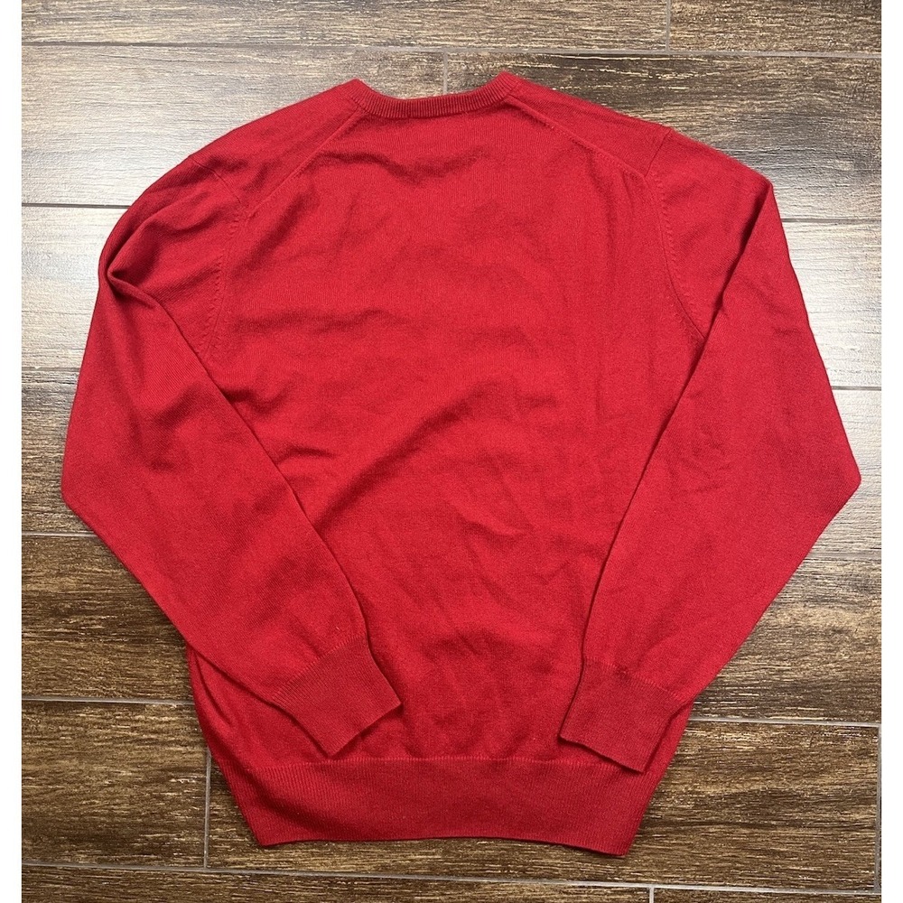 Alan Paine England Sweater Sz Large Red 100% Cashmere Knit V-Neck UK 44 / EU 52 - Picture 9 of 10